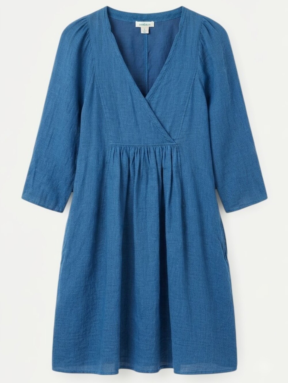 Sundance La Belle Lune 100% Textured Linen Dress Sz.L V-Neck Lined Boho Coastal